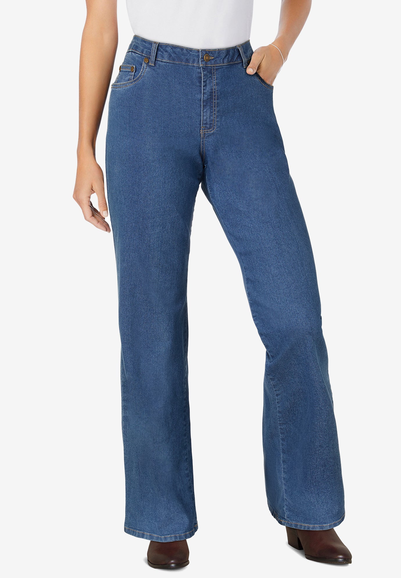 Stretch Denim Wide-Leg Five-Pocket Jeans image number 0