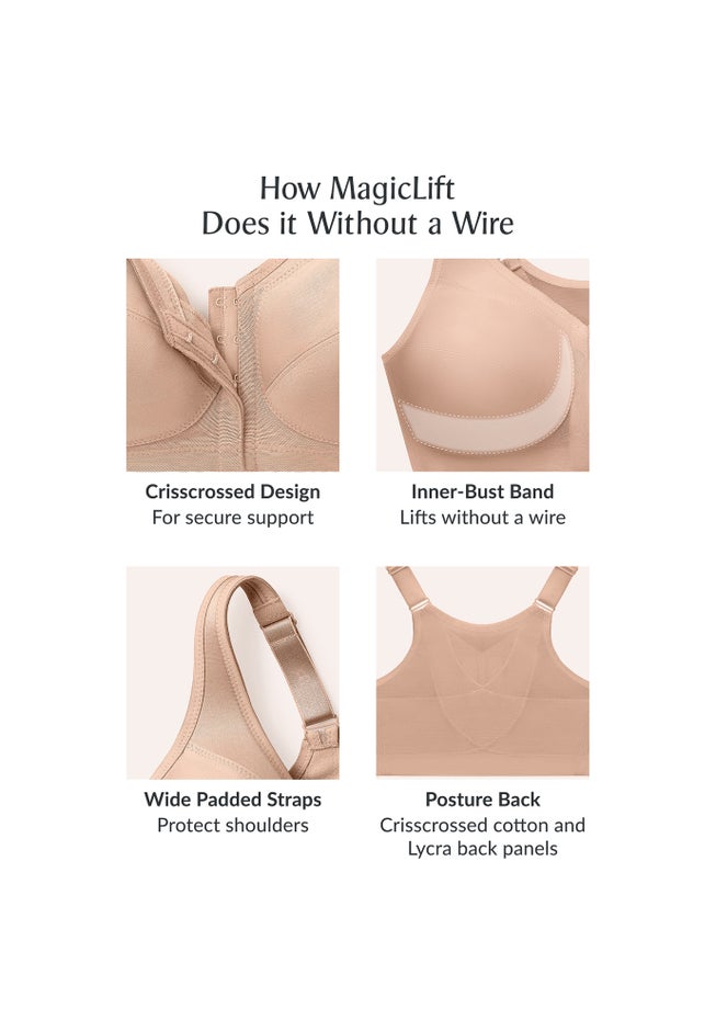 Glamorise® Magic Lift® Front-Close Posture Wireless Bra 1265 image number 3
