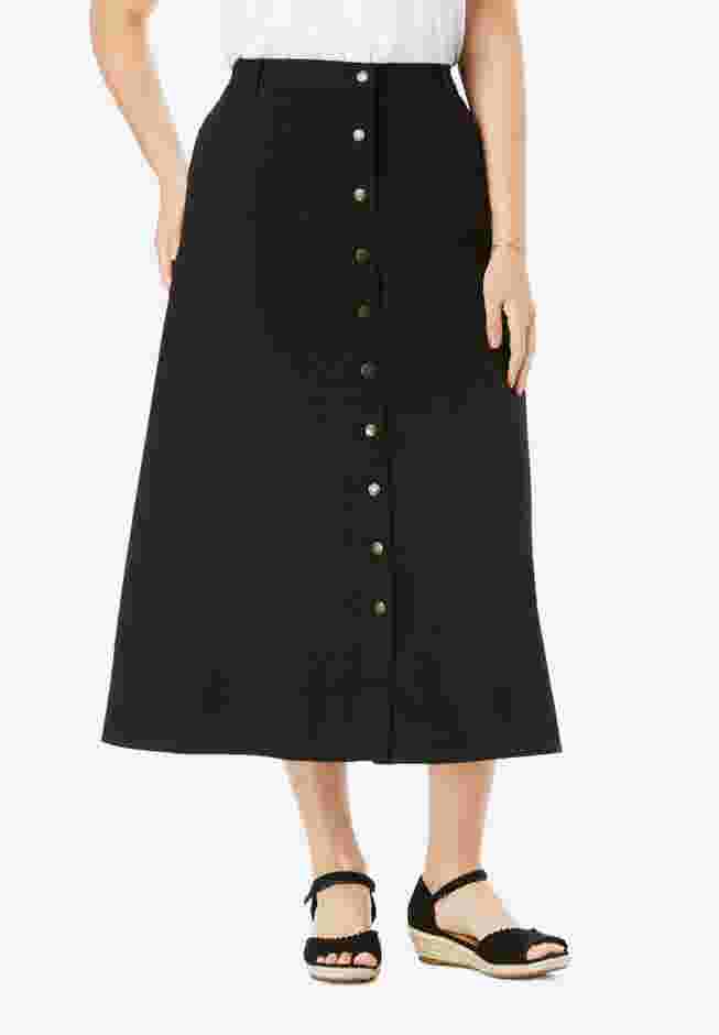 Perfect Cotton Button Front Denim Skirt image number 0