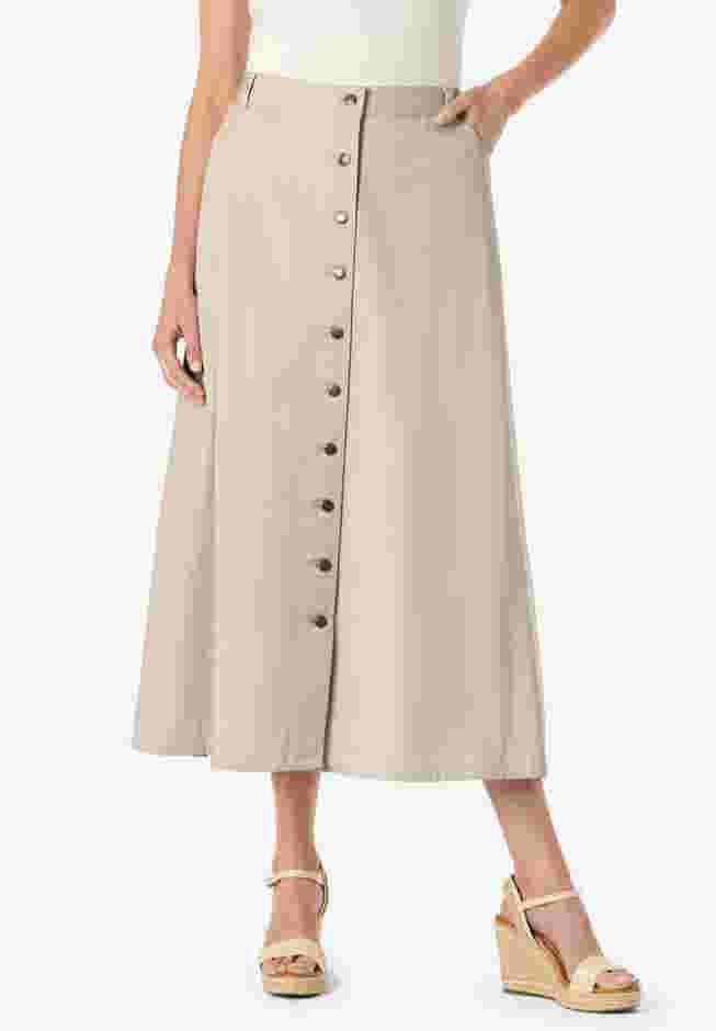 Perfect Cotton Button Front Denim Skirt image number 0