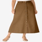 Perfect Side-Elastic All-Cotton Button Front Denim Jeans Skirt image number null