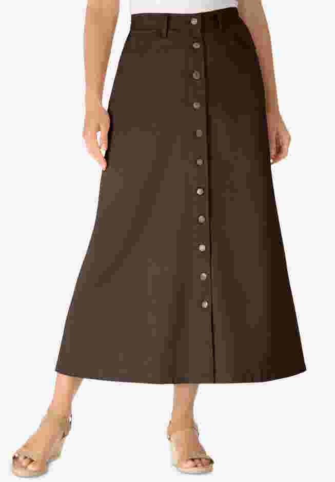 Perfect Cotton Button Front Denim Skirt image number 0