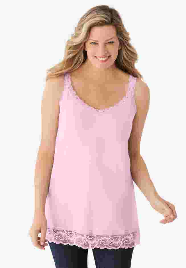 Lace-Trim V-Neck Tank image number 6
