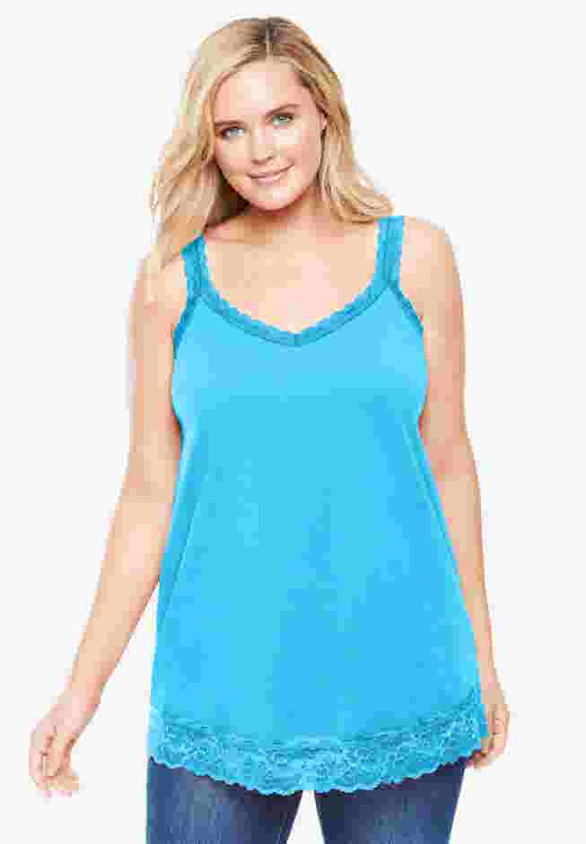 Lace-Trim V-Neck Tank image number 7