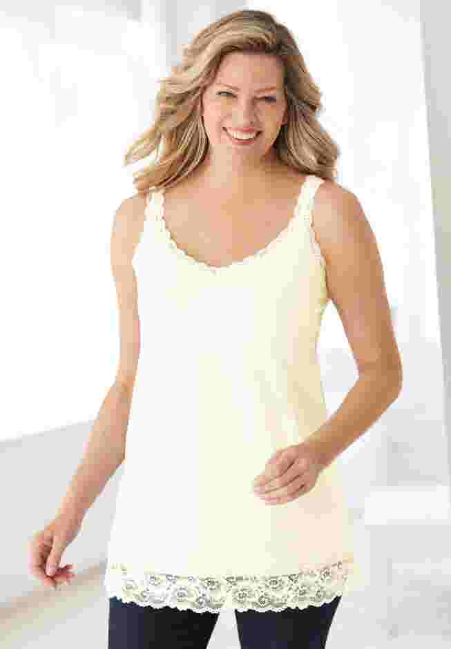 Lace-Trim V-Neck Tank image number 8