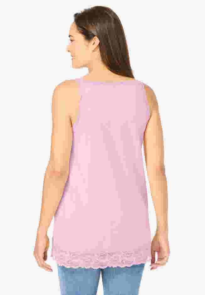 Lace-Trim V-Neck Tank image number 1