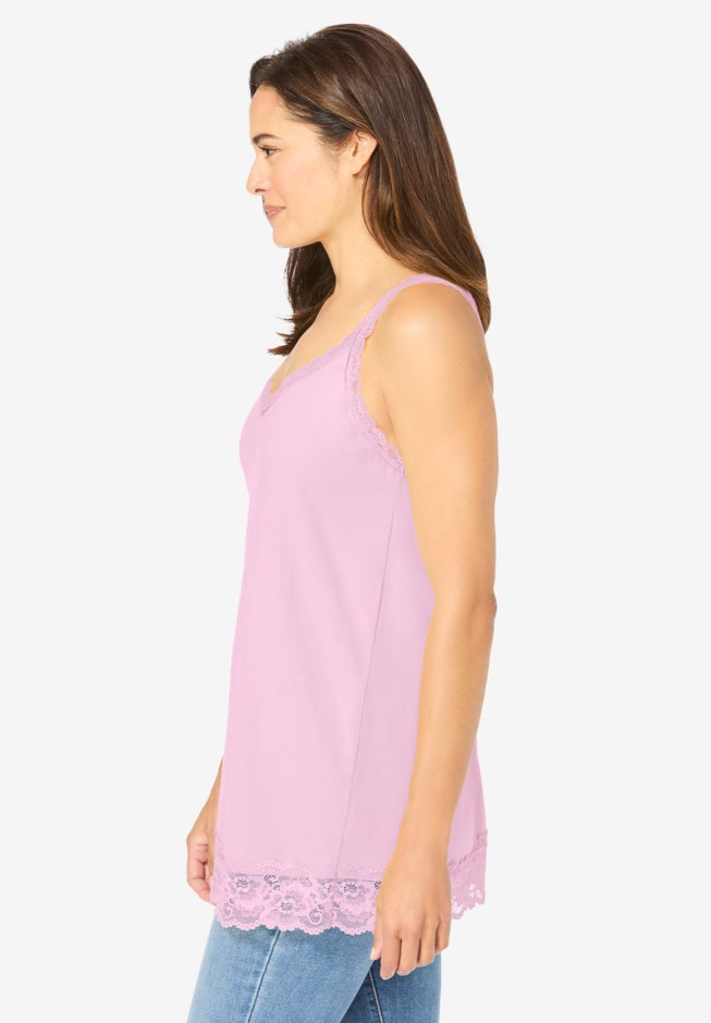 Lace-Trim V-Neck Tank image number 2