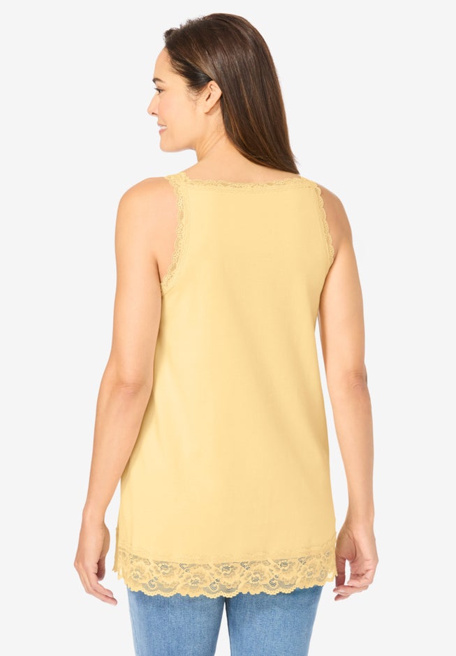 Lace-Trim V-Neck Tank image number 1