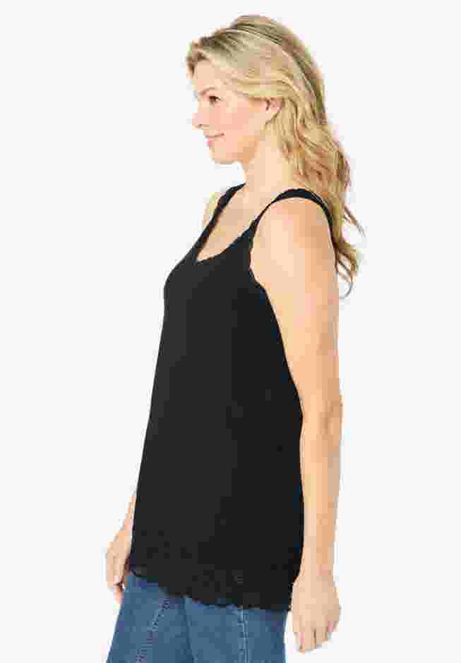 Lace-Trim V-Neck Tank image number 2