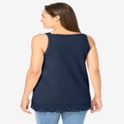 Lace-Trim V-Neck Tank image number null