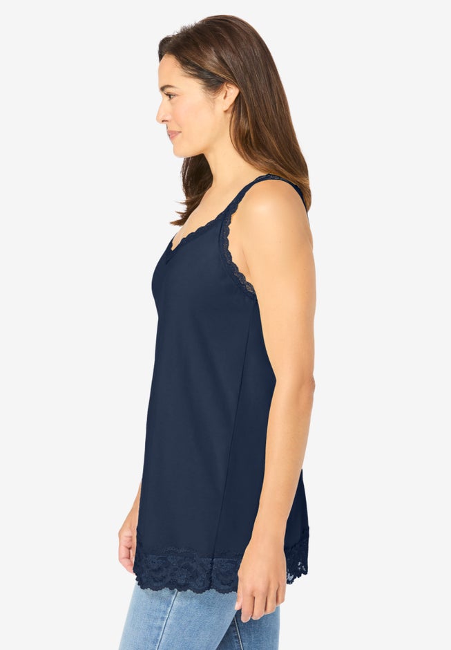Lace-Trim V-Neck Tank image number 2