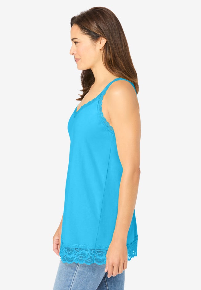Lace-Trim V-Neck Tank image number 2