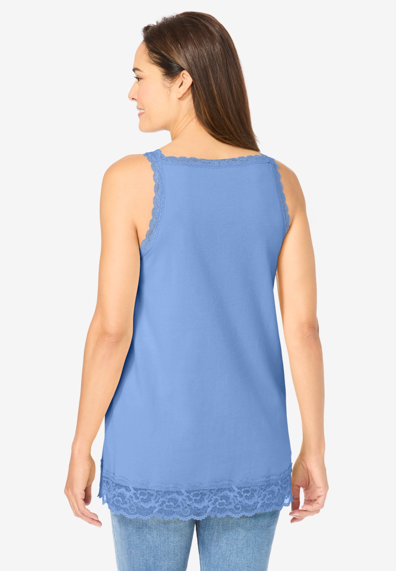 Lace-Trim V-Neck Tank image number 1