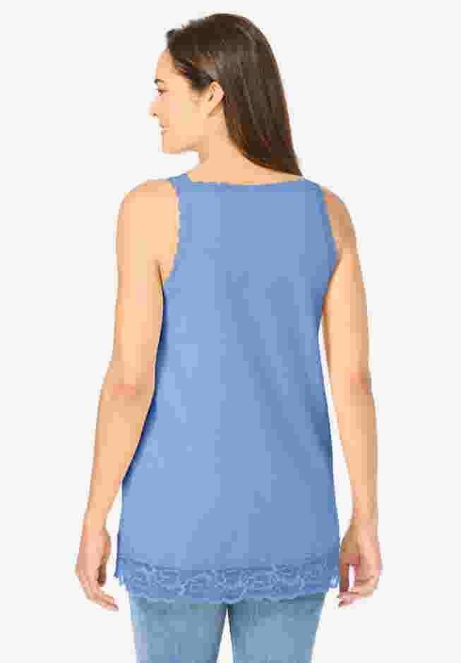 Lace-Trim V-Neck Tank image number 1