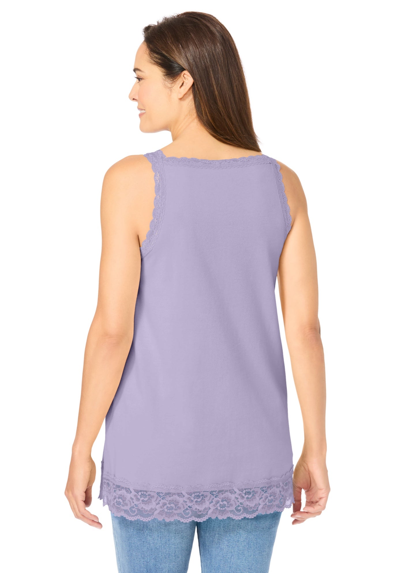Lace-Trim V-Neck Tank image number 1