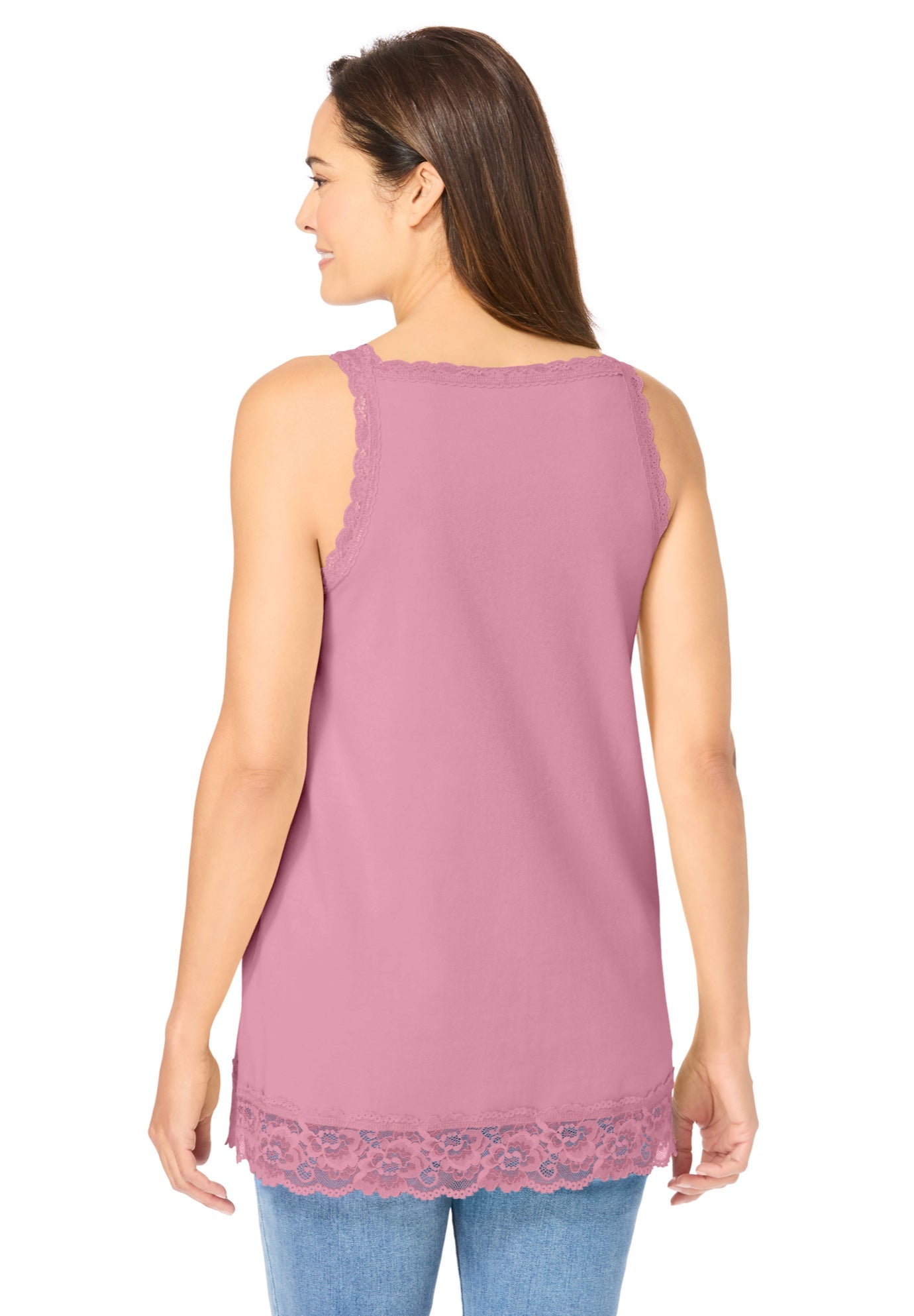 Lace-Trim V-Neck Tank image number 1
