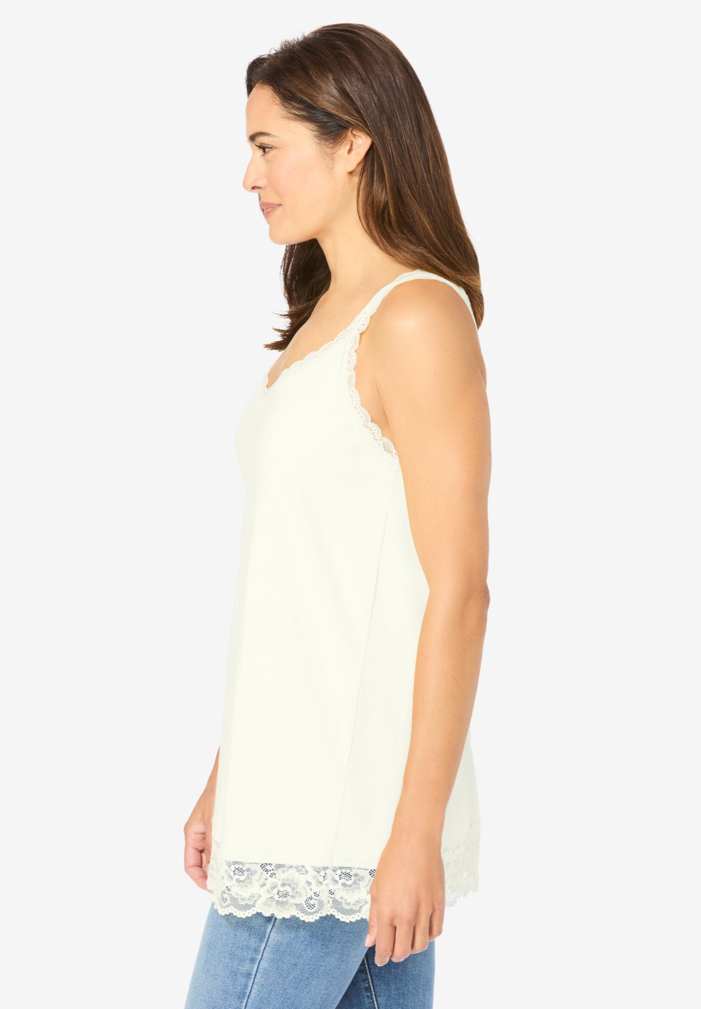 Lace-Trim V-Neck Tank image number 2