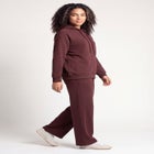 Wide Leg Fleece Sweatpant With Drawstring Waist image number 2