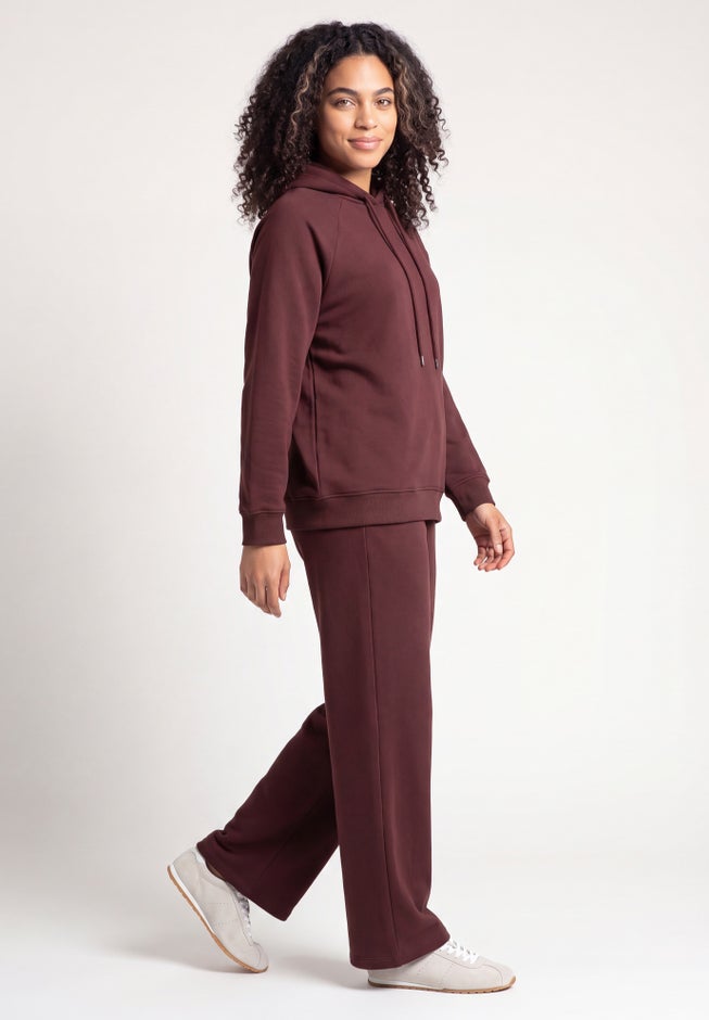 Wide Leg Fleece Sweatpant With Drawstring Waist image number 2