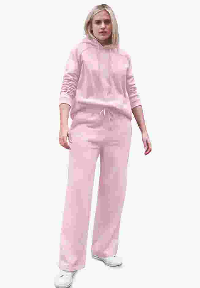 Wide Leg Fleece Sweatpant With Drawstring Waist image number 0