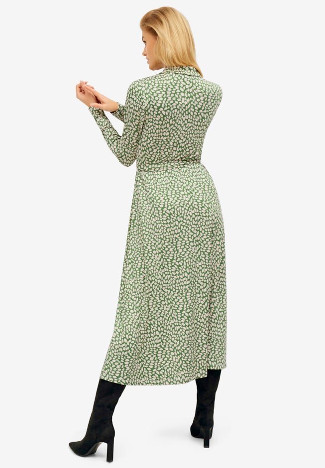 Button-Front Knit Midi Shirtdress image number 1
