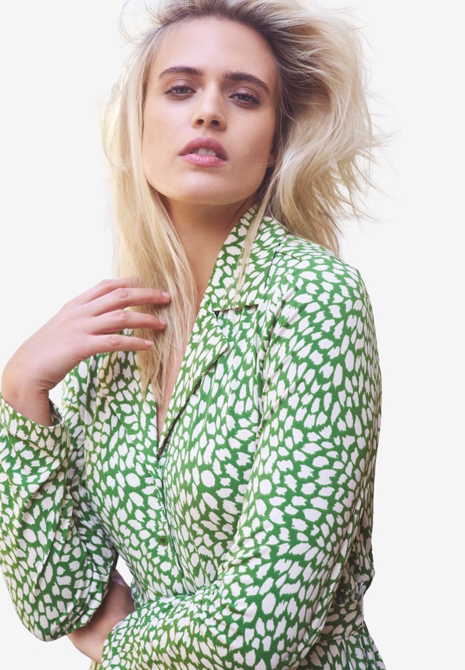 Button-Front Knit Midi Shirtdress image number 2