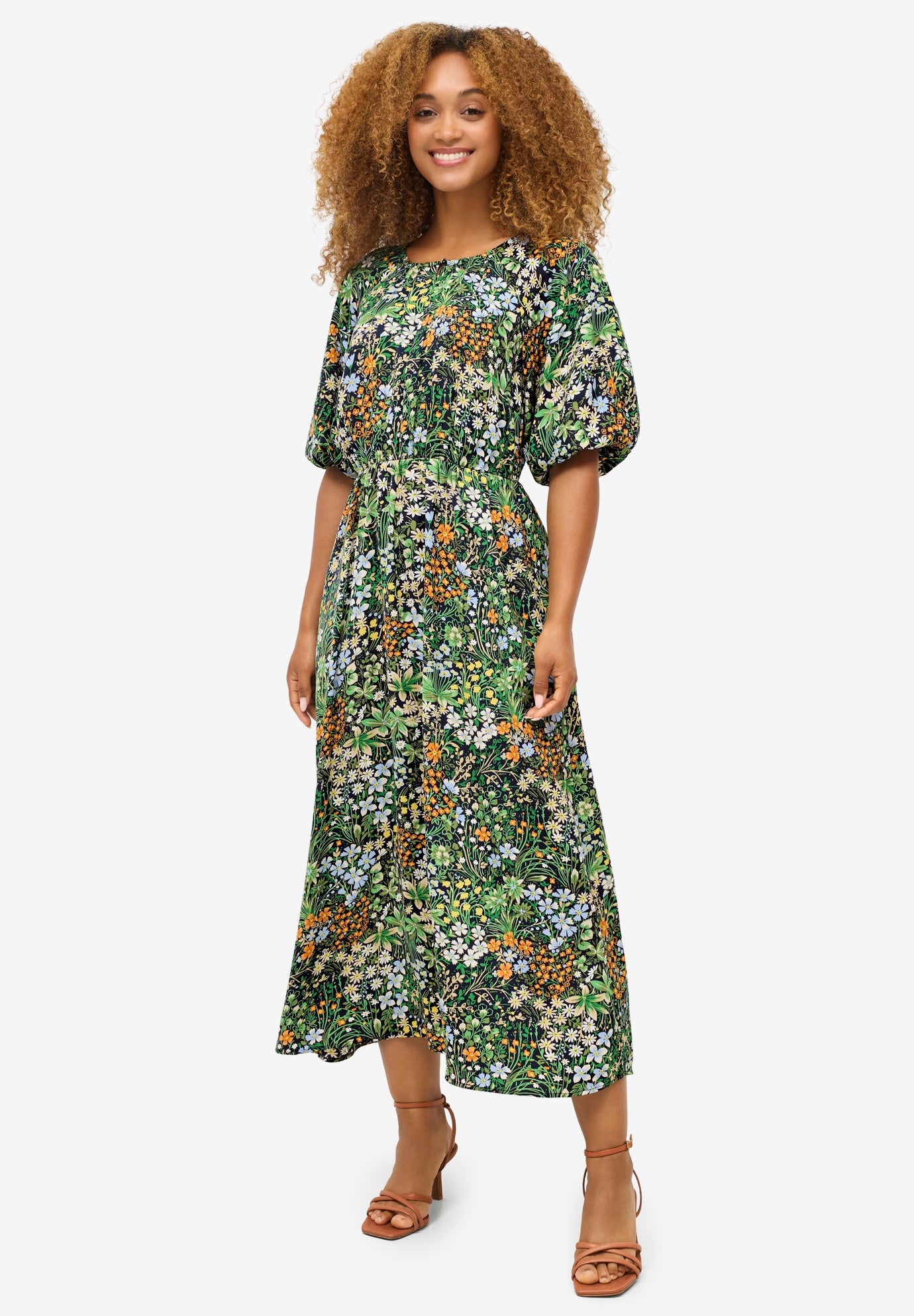 Satin Keyhole Empire Midi Dress image number 0