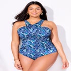 High Neck Wrap One Piece Swimsuit image number null