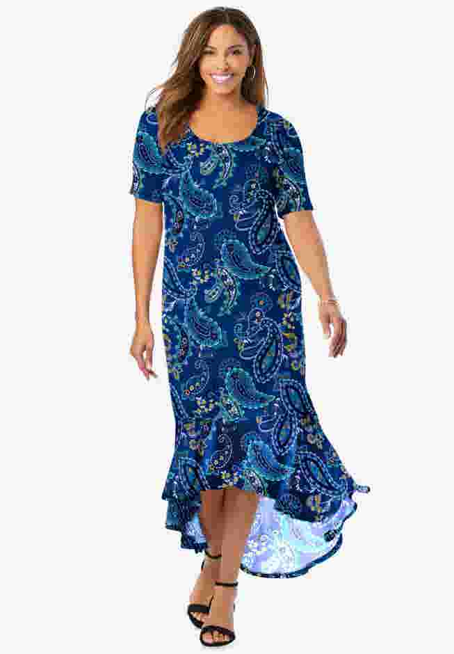 Stretch Knit Flounce Hem Maxi Dress image number 0