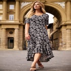 Stretch Knit Flounce Hem Maxi Dress image number null