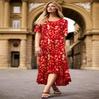 Stretch Knit Flounce Hem Maxi Dress image number null