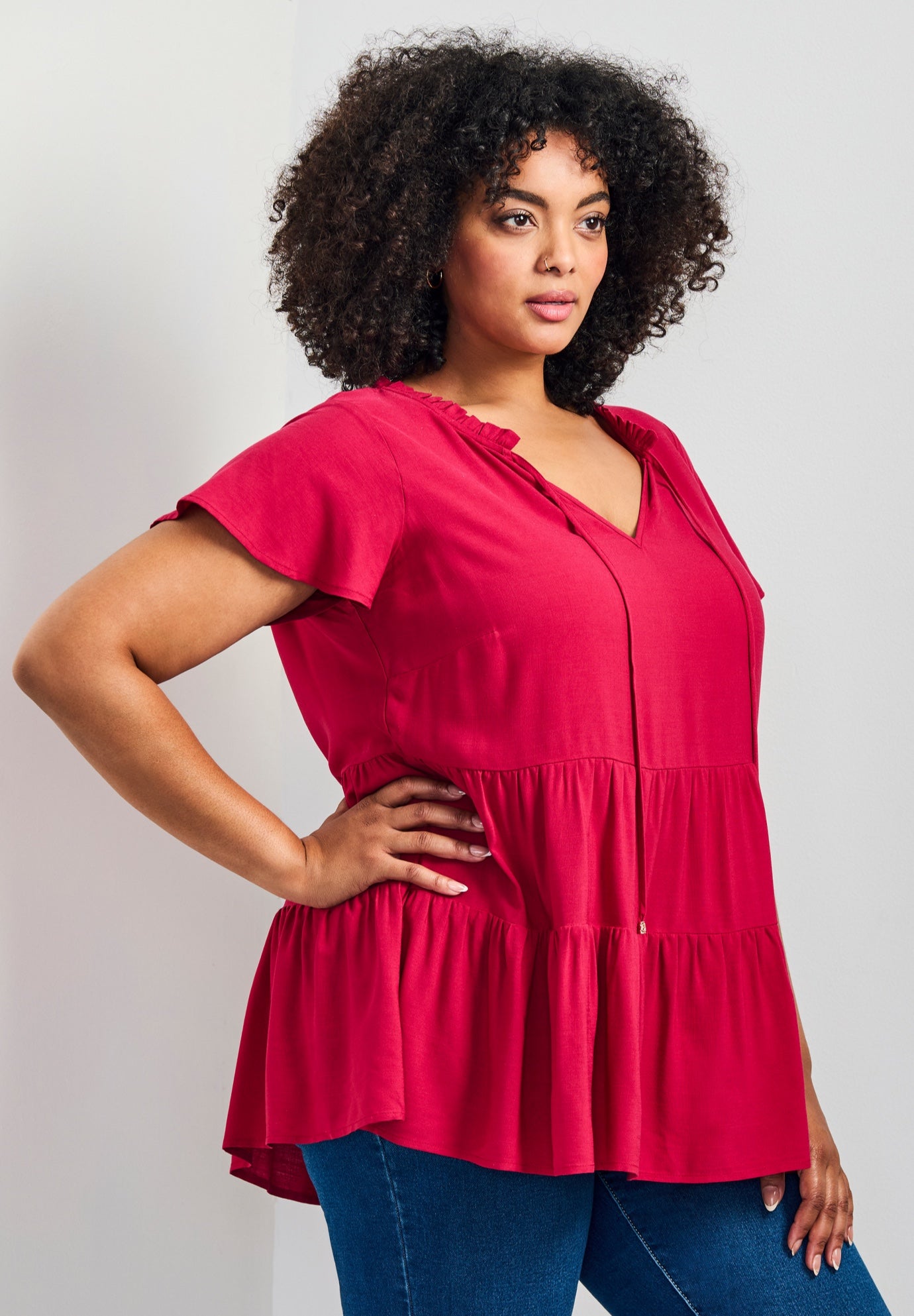 Lani Flutter Sleeve Tiered Top image number 2