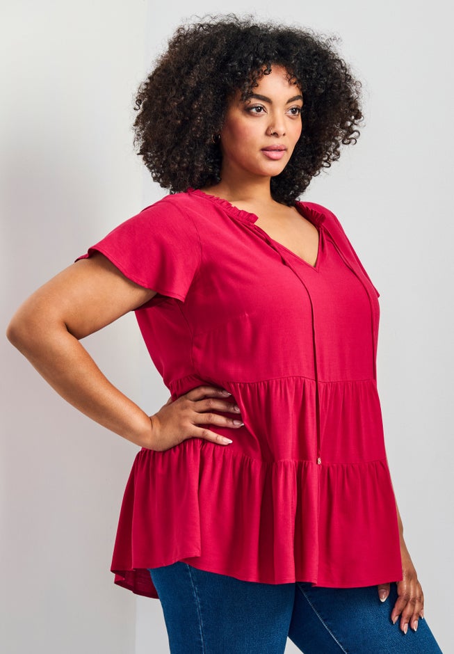 Lani Flutter Sleeve Tiered Top image number 2