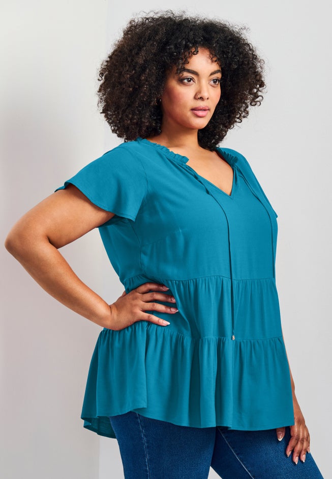 Lani Flutter Sleeve Tiered Top image number 2