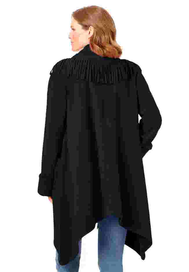 Fringed Shawl Collar Fleece Jacket image number 1