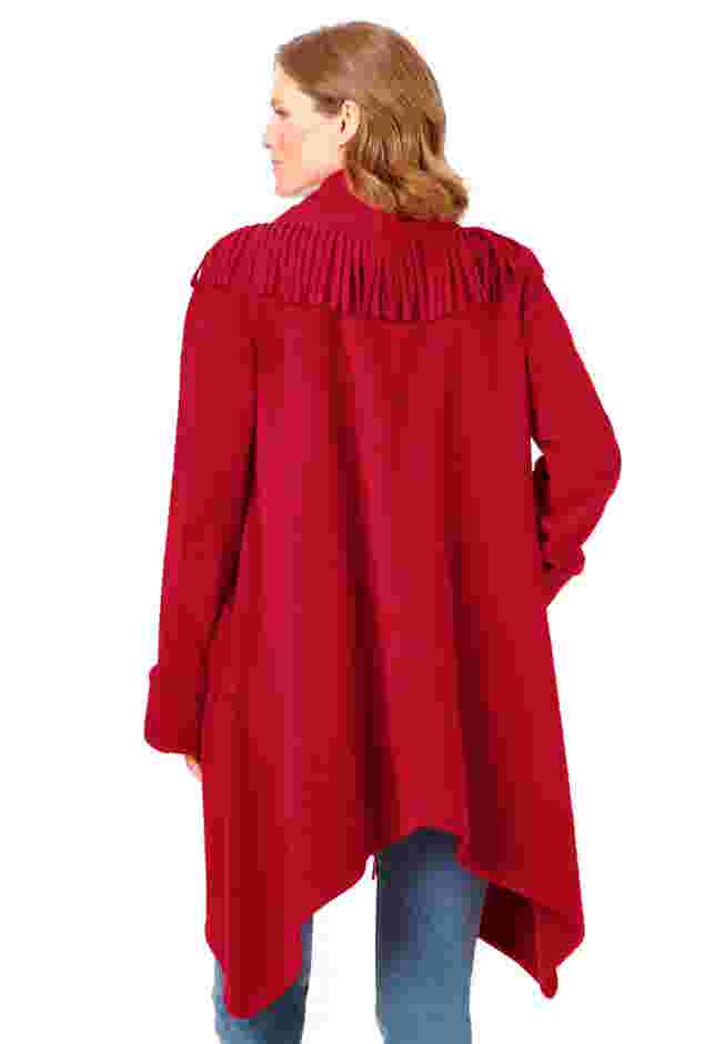 Fringed Shawl Collar Fleece Jacket image number 1