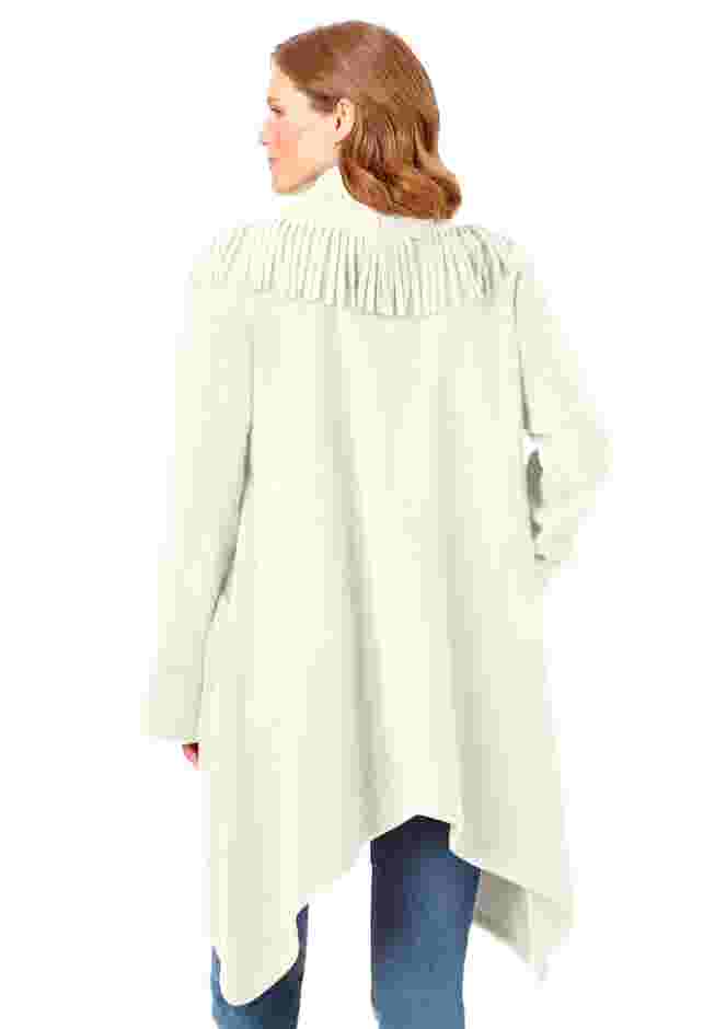 Fringed Shawl Collar Fleece Jacket image number 1
