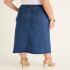 Front-Slit Denim Midi Skirt image number null