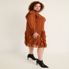 Ruffled Chiffon Mockneck Dress image number null