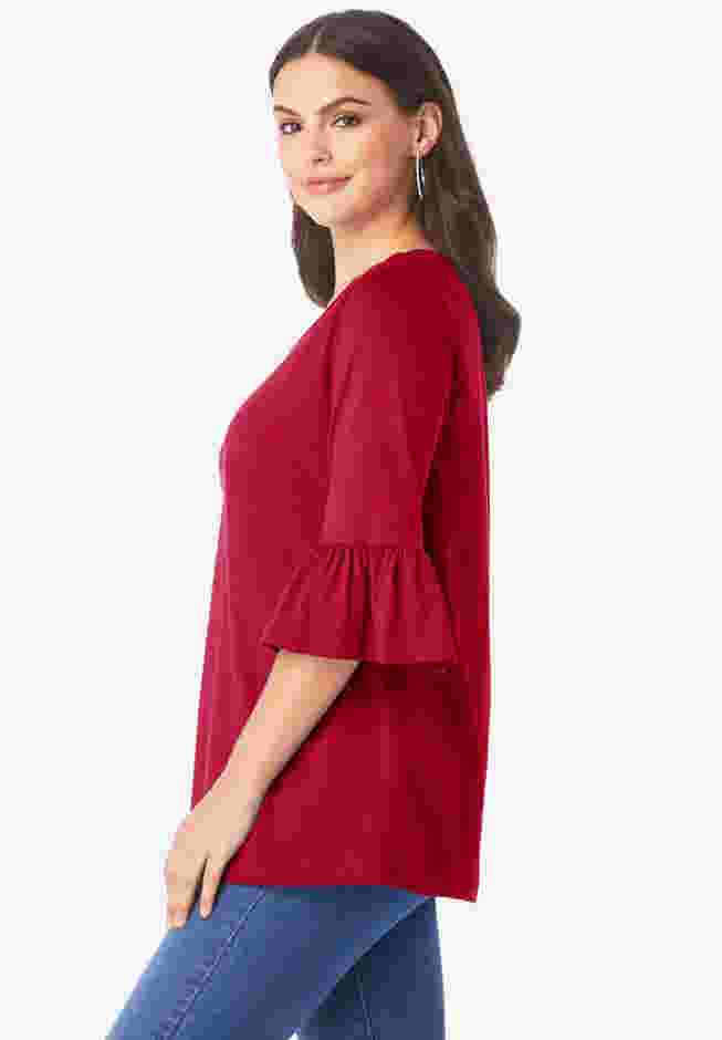 Plus Size Cotton Ultimate Bell Sleeve Tee image number 2