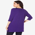 Plus Size Cotton Ultimate Boatneck Tunic with Side Slits image number null