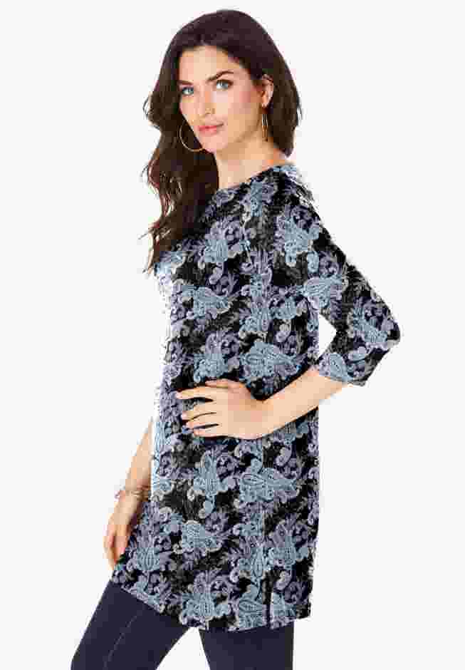Plus Size Cotton Ultimate Boatneck Tunic with Side Slits image number 2