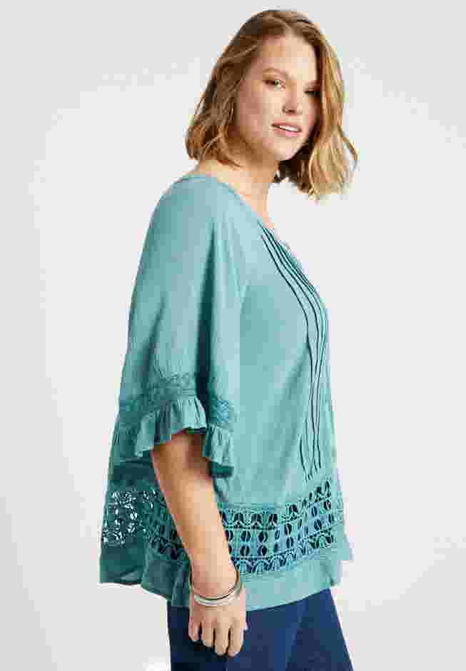 Lace-Trimmed Boho Blouse image number 4