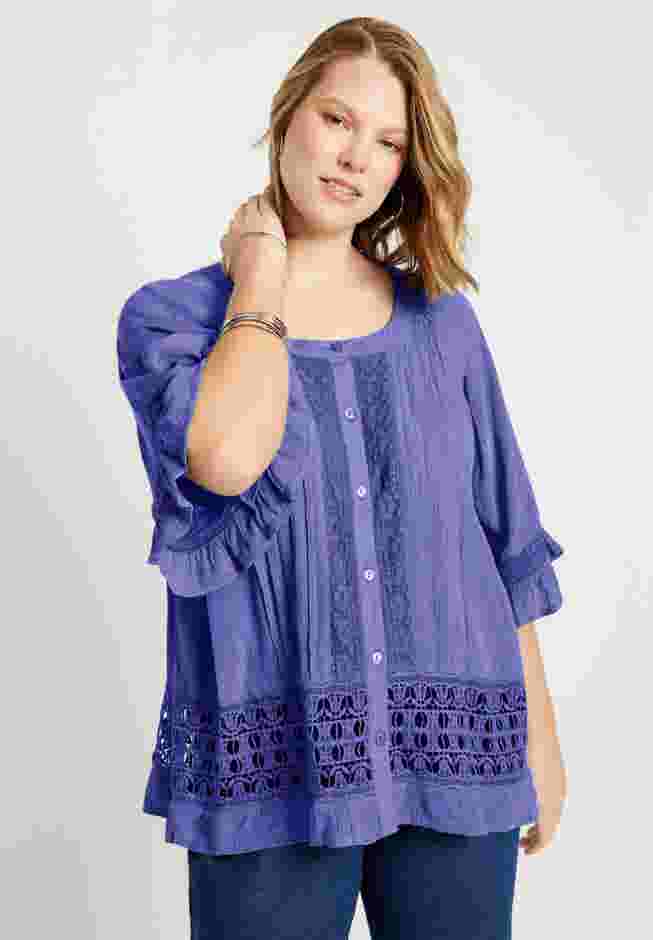 Lace-Trimmed Boho Blouse image number 3