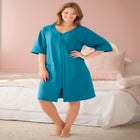 Short French Terry Zip-Front Robe image number null