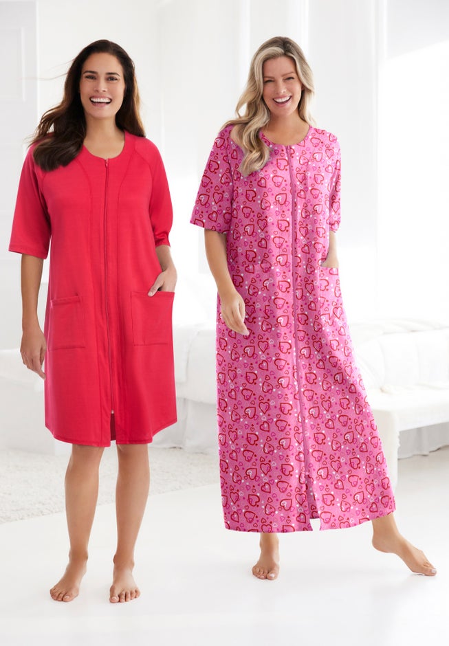 Short French Terry Zip-Front Robe image number 3