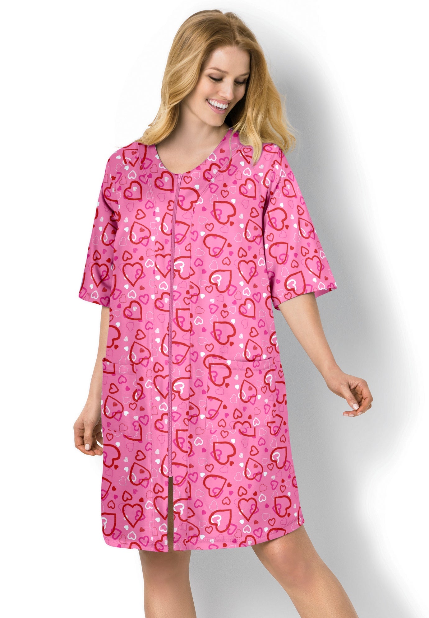 Short French Terry Zip-Front Robe image number 0