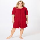 Short French Terry Zip-Front Robe image number null