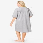 Short French Terry Zip-Front Robe image number null