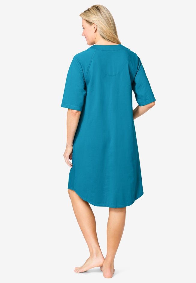 Short French Terry Zip-Front Robe image number 1